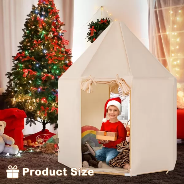 INFANS Kids Play Tent with Washable Mat, Anti-Trip Large Playhouse Toys with 2 Doors for Children Boys Girls, Indoor Outdoor Princess Tents Castle for Toddlers