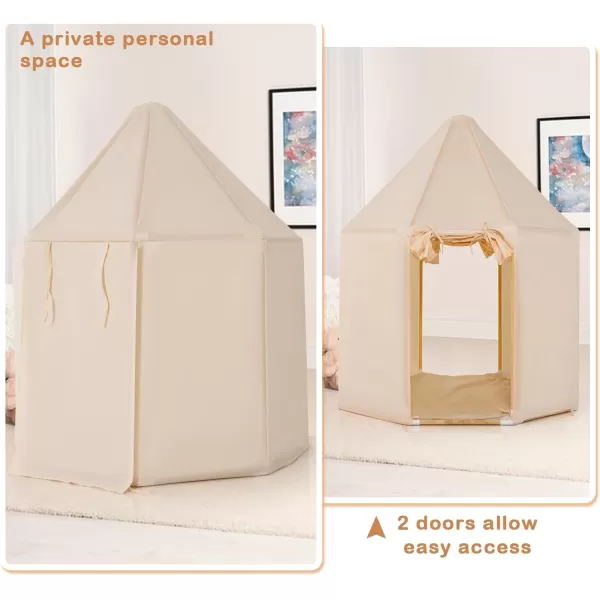 INFANS Kids Play Tent with Washable Mat, Anti-Trip Large Playhouse Toys with 2 Doors for Children Boys Girls, Indoor Outdoor Princess Tents Castle for Toddlers