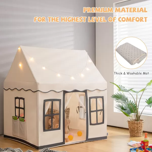 INFANS Kids Play Tent with Washable Mat, Anti-Trip Large Playhouse Toys with 2 Doors for Children Boys Girls, Indoor Outdoor Princess Tents Castle for Toddlers