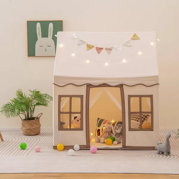 INFANS Kids Play Tent with Washable Mat, Anti-Trip Large Playhouse Toys with 2 Doors for Children Boys Girls, Indoor Outdoor Princess Tents Castle for Toddlers