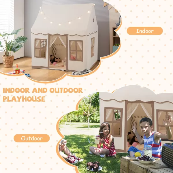 INFANS Kids Play Tent with Washable Mat, Anti-Trip Large Playhouse Toys with 2 Doors for Children Boys Girls, Indoor Outdoor Princess Tents Castle for Toddlers