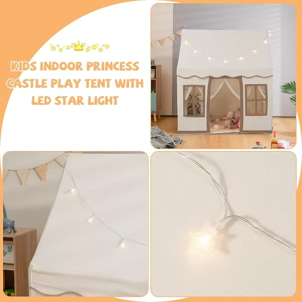 INFANS Kids Play Tent with Washable Mat, Anti-Trip Large Playhouse Toys with 2 Doors for Children Boys Girls, Indoor Outdoor Princess Tents Castle for Toddlers