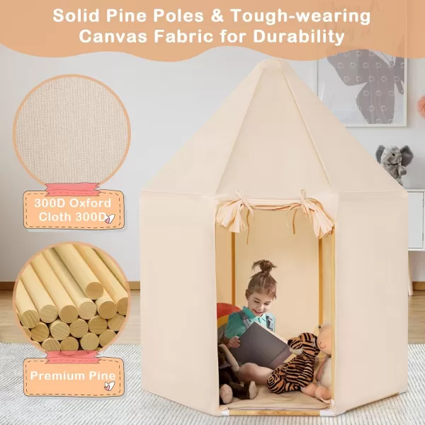 INFANS Kids Play Tent with Washable Mat, Anti-Trip Large Playhouse Toys with 2 Doors for Children Boys Girls, Indoor Outdoor Princess Tents Castle for Toddlers