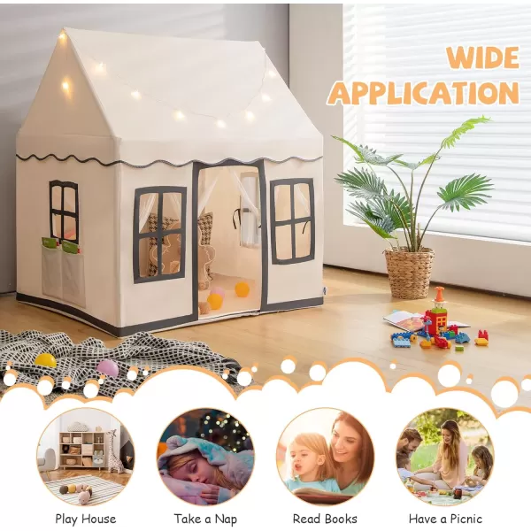 INFANS Kids Play Tent with Washable Mat, Anti-Trip Large Playhouse Toys with 2 Doors for Children Boys Girls, Indoor Outdoor Princess Tents Castle for Toddlers