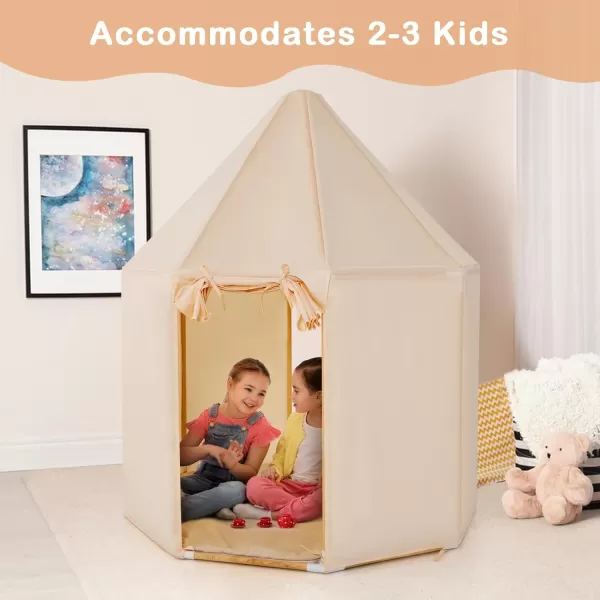 INFANS Kids Play Tent with Washable Mat, Anti-Trip Large Playhouse Toys with 2 Doors for Children Boys Girls, Indoor Outdoor Princess Tents Castle for Toddlers