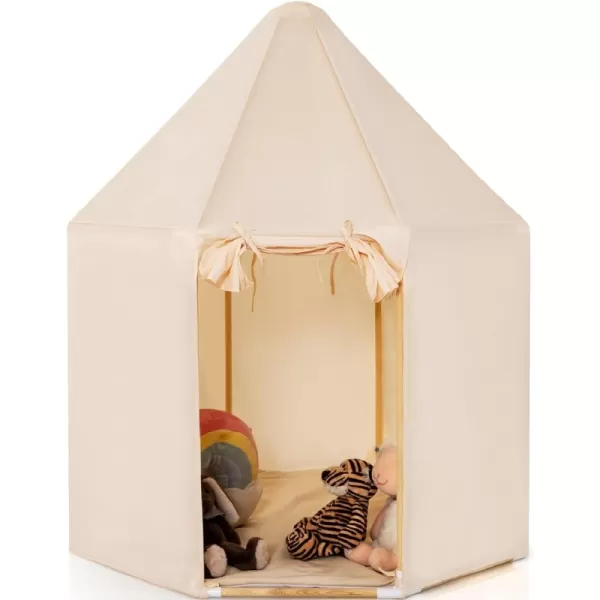 INFANS Kids Play Tent with Washable Mat, Anti-Trip Large Playhouse Toys with 2 Doors for Children Boys Girls, Indoor Outdoor Princess Tents Castle for Toddlers