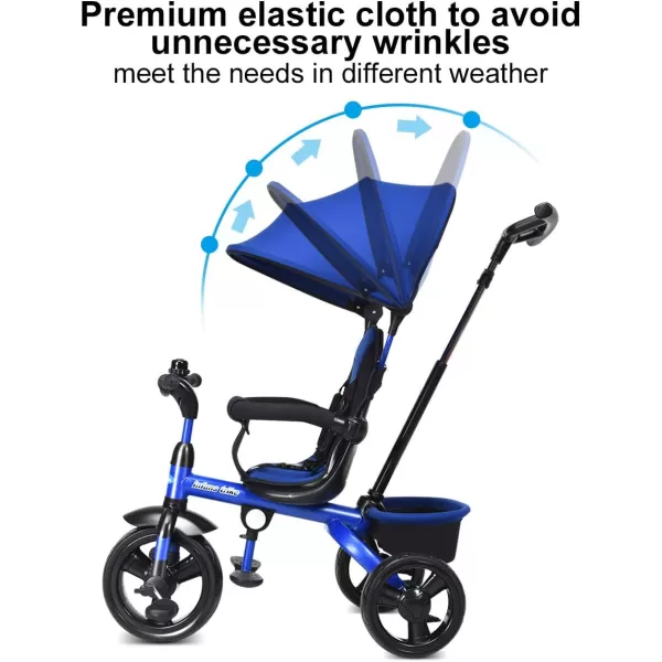 INFANS Kids Tricycle, 4 in 1 Stroll Trike with Adjustable Push Handle, Removable Canopy, Retractable Foot Plate, Lockable Pedal, Detachable Guardrail, Suitable for 10 Months to 5 Years 