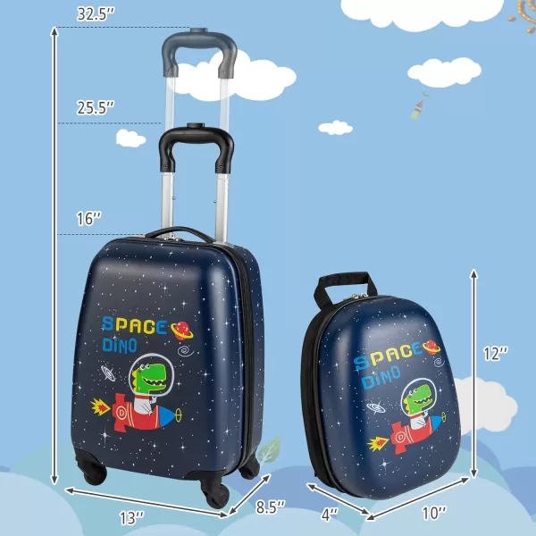 INFANS Luggage Set, 12’’ Travel Backpack and 16’’ Carry on Suitcase with Rolling Spinner Wheels, 2 Pcs Trolley Case Gift
