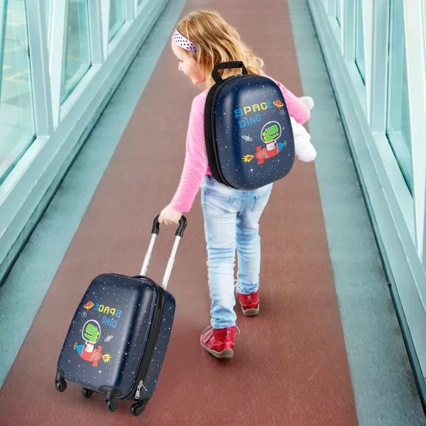 INFANS Luggage Set, 12’’ Travel Backpack and 16’’ Carry on Suitcase with Rolling Spinner Wheels, 2 Pcs Trolley Case Gift