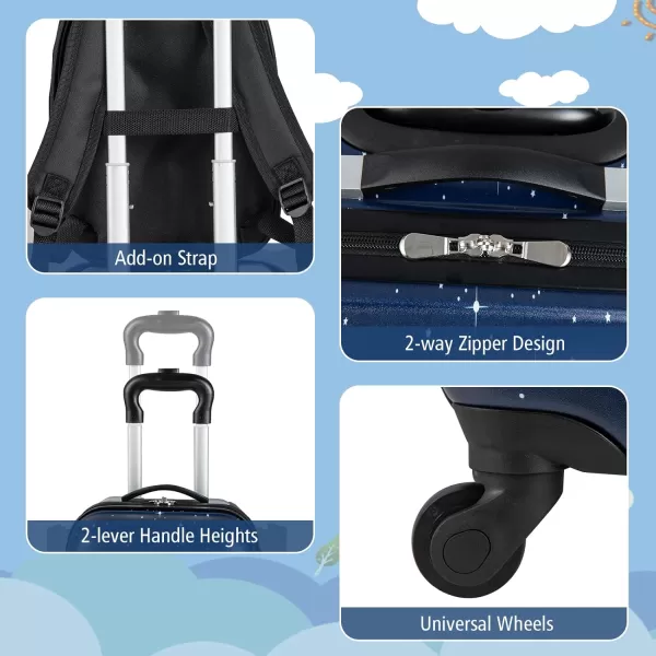 INFANS Luggage Set, 12’’ Travel Backpack and 16’’ Carry on Suitcase with Rolling Spinner Wheels, 2 Pcs Trolley Case Gift
