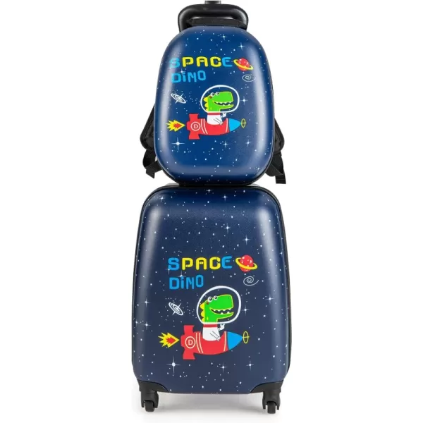 INFANS Luggage Set, 12’’ Travel Backpack and 16’’ Carry on Suitcase with Rolling Spinner Wheels, 2 Pcs Trolley Case Gift