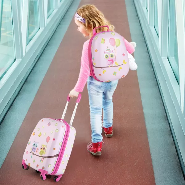 INFANS Luggage Set, 12’’ Travel Backpack and 16’’ Carry on Suitcase with Rolling Spinner Wheels, 2 Pcs Trolley Case Gift