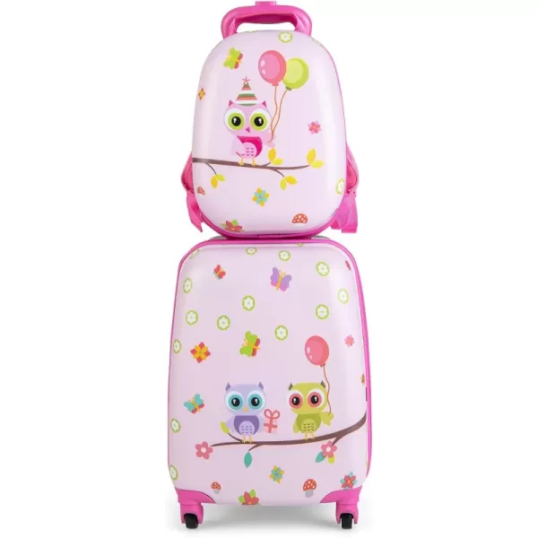 INFANS Luggage Set, 12’’ Travel Backpack and 16’’ Carry on Suitcase with Rolling Spinner Wheels, 2 Pcs Trolley Case Gift