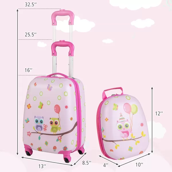 INFANS Luggage Set, 12’’ Travel Backpack and 16’’ Carry on Suitcase with Rolling Spinner Wheels, 2 Pcs Trolley Case Gift