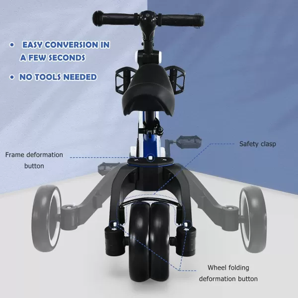 INFANS Kids Tricycles with 3 Wheels, Folding Rider Trike for Toddler 1-4 Years Old, Baby Balance Training Bike Perfect as Boys Girls Walking Bicycle with Detachable Pedal 