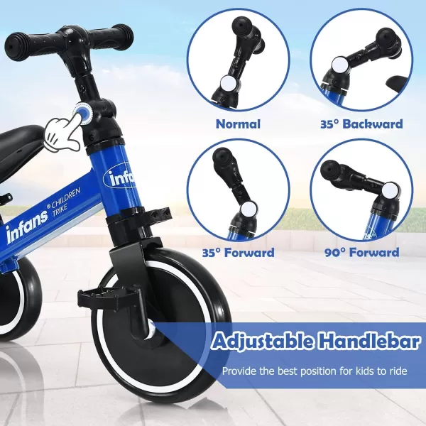 INFANS Kids Tricycles with 3 Wheels, Folding Rider Trike for Toddler 1-4 Years Old, Baby Balance Training Bike Perfect as Boys Girls Walking Bicycle with Detachable Pedal 