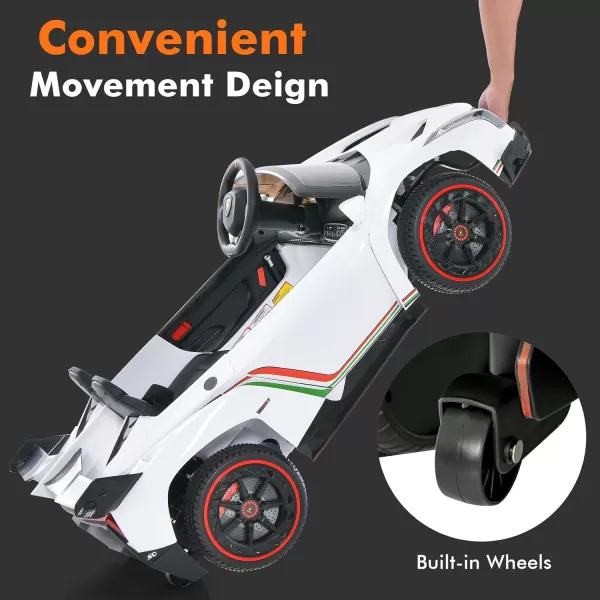INFANS 2 Seater Kids Ride on Car, 12V 4WD Licensed Lamborghini Veneno Powered Electric Vehicle with Hydraulic Doors, Rocking Mode, Adjustable Speeds, Remote Control, MP3, Headlight 