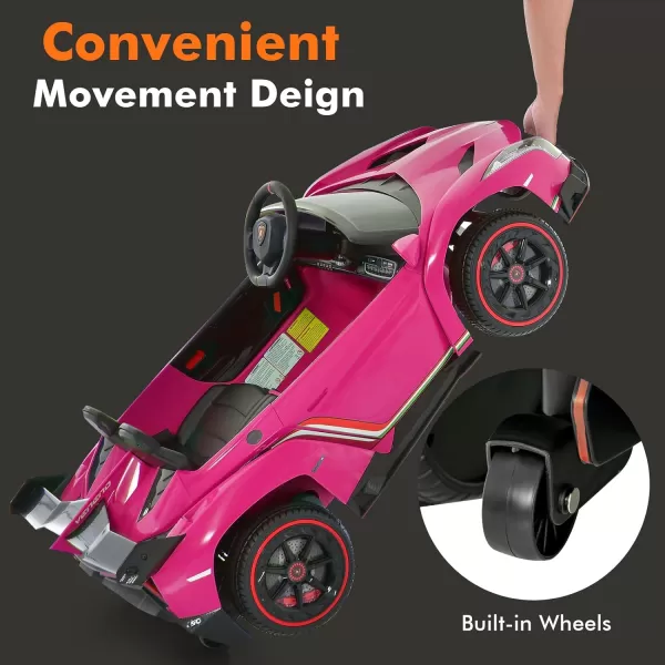 INFANS 2 Seater Kids Ride on Car, 12V 4WD Licensed Lamborghini Veneno Powered Electric Vehicle with Hydraulic Doors, Rocking Mode, Adjustable Speeds, Remote Control, MP3, Headlight 