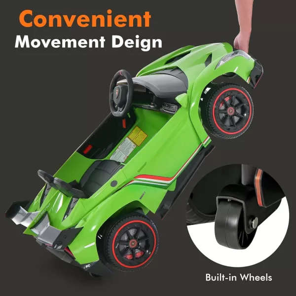 INFANS 2 Seater Kids Ride on Car, 12V 4WD Licensed Lamborghini Veneno Powered Electric Vehicle with Hydraulic Doors, Rocking Mode, Adjustable Speeds, Remote Control, MP3, Headlight 