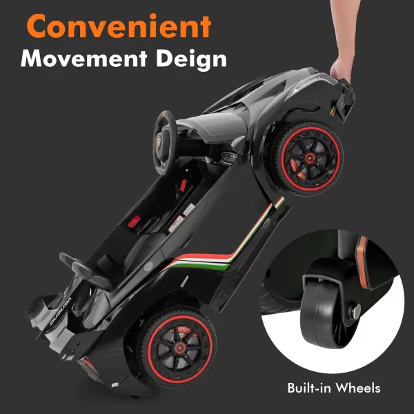 INFANS 2 Seater Kids Ride on Car, 12V 4WD Licensed Lamborghini Veneno Powered Electric Vehicle with Hydraulic Doors, Rocking Mode, Adjustable Speeds, Remote Control, MP3, Headlight 