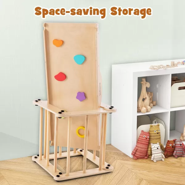 INFANS 7 in 1 Climbing Toys for Toddlers, Upgrade Wooden Montessori Cube Climber Set with Reversible Ramp Slide Ladder Seesaw, Indoor Pikler Climb Activity Jungle Gym Present for Kids Age 3+