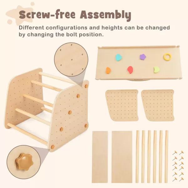 INFANS 7 in 1 Climbing Toys for Toddlers, Upgrade Wooden Montessori Cube Climber Set with Reversible Ramp Slide Ladder Seesaw, Indoor Pikler Climb Activity Jungle Gym Present for Kids Age 3+