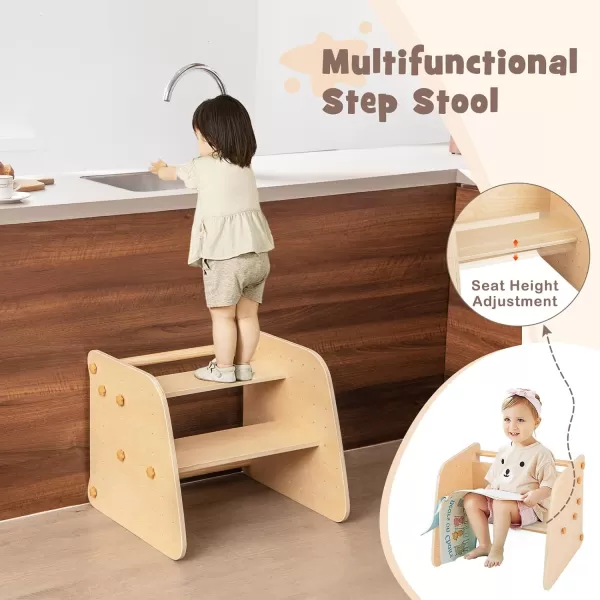 INFANS 7 in 1 Climbing Toys for Toddlers, Upgrade Wooden Montessori Cube Climber Set with Reversible Ramp Slide Ladder Seesaw, Indoor Pikler Climb Activity Jungle Gym Present for Kids Age 3+
