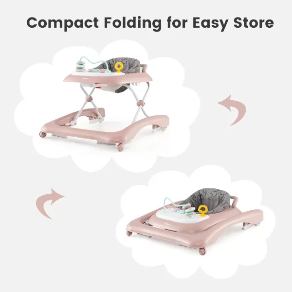 INFANS Foldable Baby Walker, 3 in 1 Toddler Leaning-Seated Walk-Behind with Adjustable Height, Push Handle, Washable Seat Cushion for Boys and Girls 