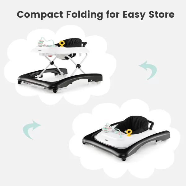 INFANS Foldable Baby Walker, 3 in 1 Toddler Leaning-Seated Walk-Behind with Adjustable Height, Push Handle, Washable Seat Cushion for Boys and Girls 