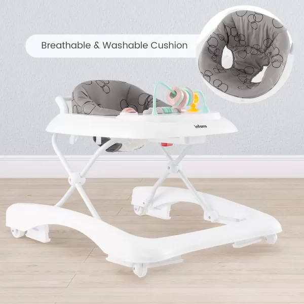 INFANS Foldable Baby Walker, 3 in 1 Toddler Leaning-Seated Walk-Behind with Adjustable Height, Push Handle, Washable Seat Cushion for Boys and Girls 