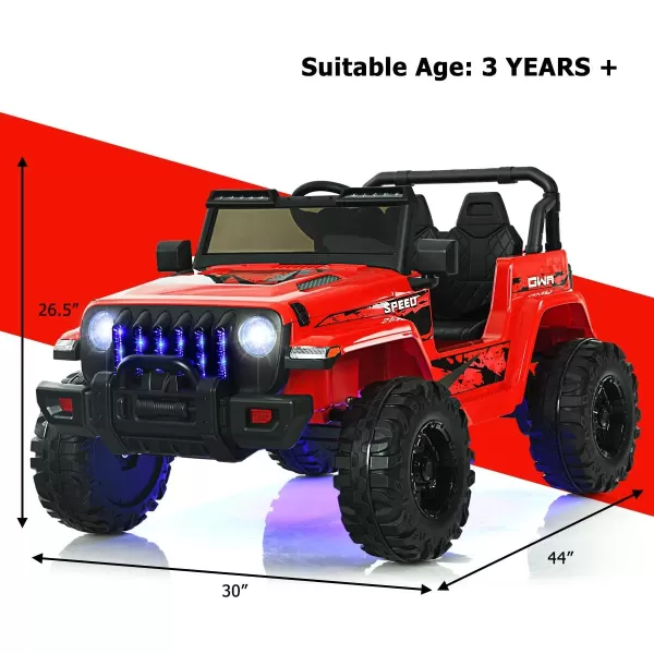 INFANS Kids Ride on Car Truck with 2.4G Remote Control, 12V Battery Powered Electric Cars for Kids w/3 Speeds, Battery Display, LED Lights, Safety Belt, Music &amp; Horn, Bluetooth/FM/USB 