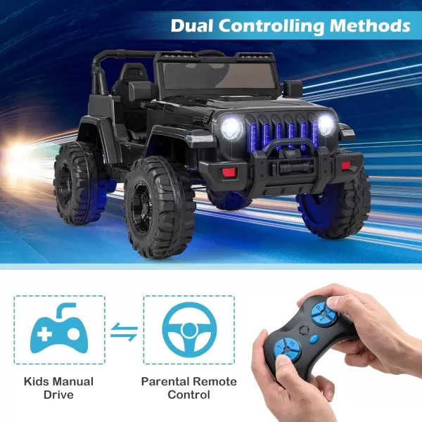 INFANS Kids Ride on Car Truck with 2.4G Remote Control, 12V Battery Powered Electric Cars for Kids w/3 Speeds, Battery Display, LED Lights, Safety Belt, Music &amp; Horn, Bluetooth/FM/USB 