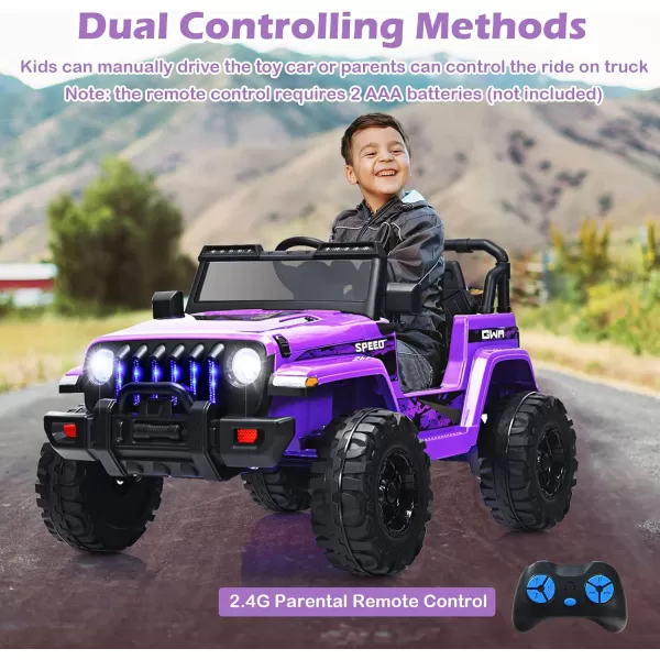 INFANS Kids Ride on Car Truck with 2.4G Remote Control, 12V Battery Powered Electric Cars for Kids w/3 Speeds, Battery Display, LED Lights, Safety Belt, Music &amp; Horn, Bluetooth/FM/USB 