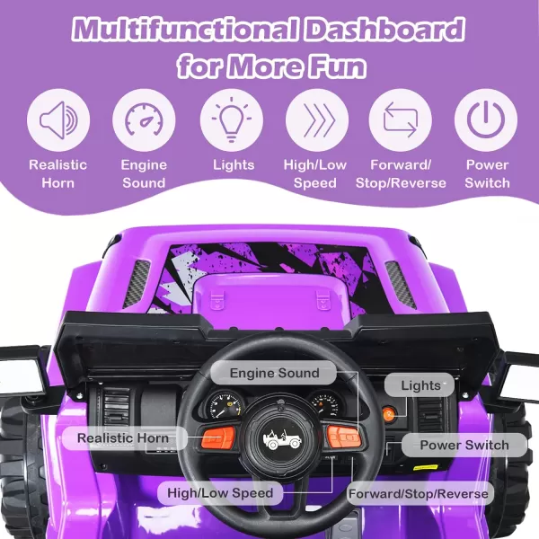 INFANS Kids Ride on Car Truck with 2.4G Remote Control, 12V Battery Powered Electric Cars for Kids w/3 Speeds, Battery Display, LED Lights, Safety Belt, Music &amp; Horn, Bluetooth/FM/USB 
