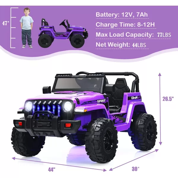 INFANS Kids Ride on Car Truck with 2.4G Remote Control, 12V Battery Powered Electric Cars for Kids w/3 Speeds, Battery Display, LED Lights, Safety Belt, Music &amp; Horn, Bluetooth/FM/USB 