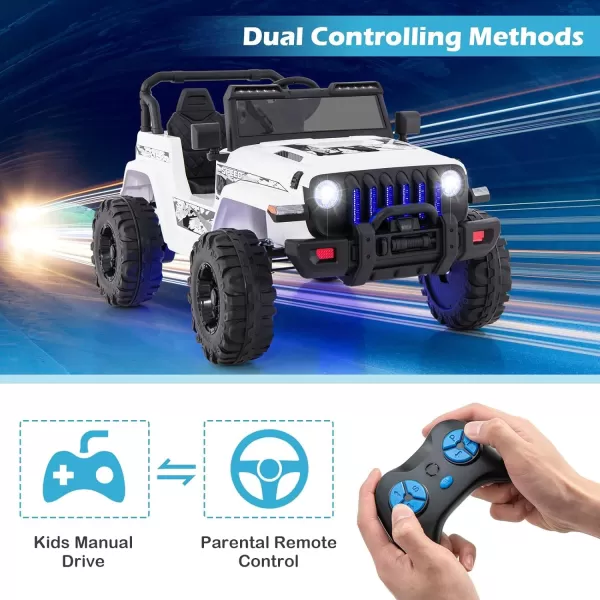 INFANS Kids Ride on Car Truck with 2.4G Remote Control, 12V Battery Powered Electric Cars for Kids w/3 Speeds, Battery Display, LED Lights, Safety Belt, Music &amp; Horn, Bluetooth/FM/USB 