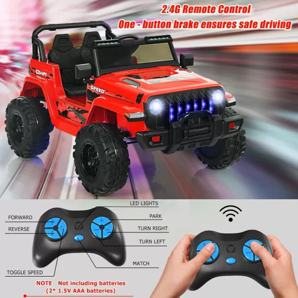 INFANS Kids Ride on Car Truck with 2.4G Remote Control, 12V Battery Powered Electric Cars for Kids w/3 Speeds, Battery Display, LED Lights, Safety Belt, Music &amp; Horn, Bluetooth/FM/USB 