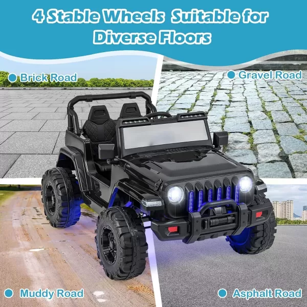 INFANS Kids Ride on Car Truck with 2.4G Remote Control, 12V Battery Powered Electric Cars for Kids w/3 Speeds, Battery Display, LED Lights, Safety Belt, Music &amp; Horn, Bluetooth/FM/USB 