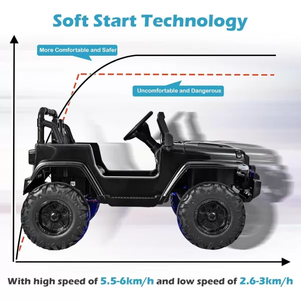 INFANS Kids Ride on Car Truck with 2.4G Remote Control, 12V Battery Powered Electric Cars for Kids w/3 Speeds, Battery Display, LED Lights, Safety Belt, Music &amp; Horn, Bluetooth/FM/USB 