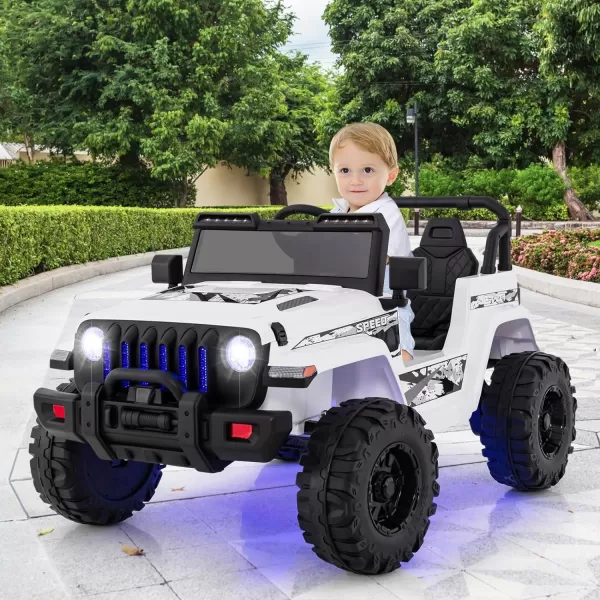 INFANS Kids Ride on Car Truck with 2.4G Remote Control, 12V Battery Powered Electric Cars for Kids w/3 Speeds, Battery Display, LED Lights, Safety Belt, Music &amp; Horn, Bluetooth/FM/USB 