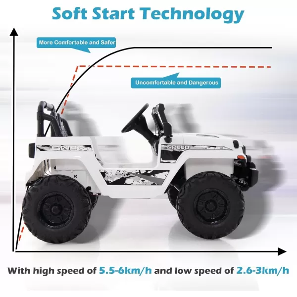 INFANS Kids Ride on Car Truck with 2.4G Remote Control, 12V Battery Powered Electric Cars for Kids w/3 Speeds, Battery Display, LED Lights, Safety Belt, Music &amp; Horn, Bluetooth/FM/USB 