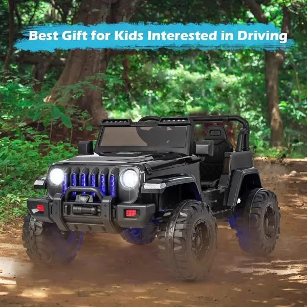 INFANS Kids Ride on Car Truck with 2.4G Remote Control, 12V Battery Powered Electric Cars for Kids w/3 Speeds, Battery Display, LED Lights, Safety Belt, Music &amp; Horn, Bluetooth/FM/USB 