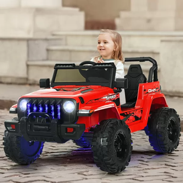 INFANS Kids Ride on Car Truck with 2.4G Remote Control, 12V Battery Powered Electric Cars for Kids w/3 Speeds, Battery Display, LED Lights, Safety Belt, Music &amp; Horn, Bluetooth/FM/USB 