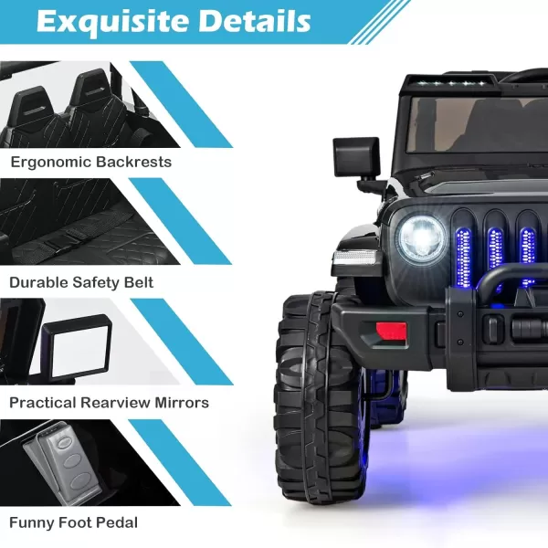 INFANS Kids Ride on Car Truck with 2.4G Remote Control, 12V Battery Powered Electric Cars for Kids w/3 Speeds, Battery Display, LED Lights, Safety Belt, Music &amp; Horn, Bluetooth/FM/USB 