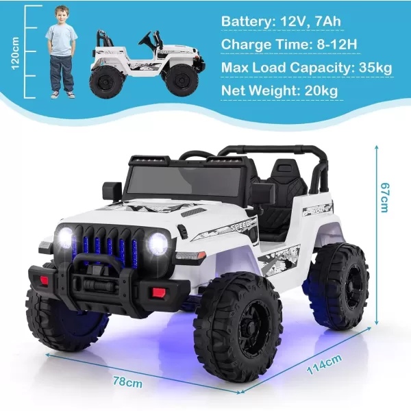 INFANS Kids Ride on Car Truck with 2.4G Remote Control, 12V Battery Powered Electric Cars for Kids w/3 Speeds, Battery Display, LED Lights, Safety Belt, Music &amp; Horn, Bluetooth/FM/USB 