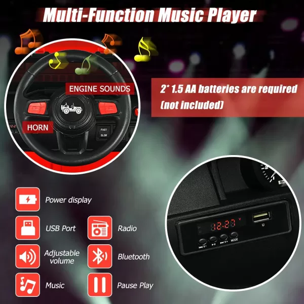 INFANS Kids Ride on Car Truck with 2.4G Remote Control, 12V Battery Powered Electric Cars for Kids w/3 Speeds, Battery Display, LED Lights, Safety Belt, Music &amp; Horn, Bluetooth/FM/USB 
