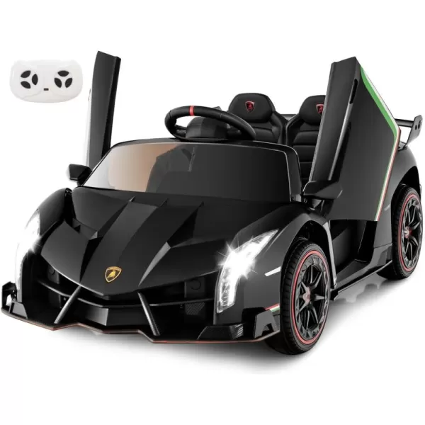 INFANS 2 Seater Kids Ride on Car, 12V 4WD Licensed Lamborghini Veneno Powered Electric Vehicle with Hydraulic Doors, Rocking Mode, Adjustable Speeds, Remote Control, MP3, Headlight 