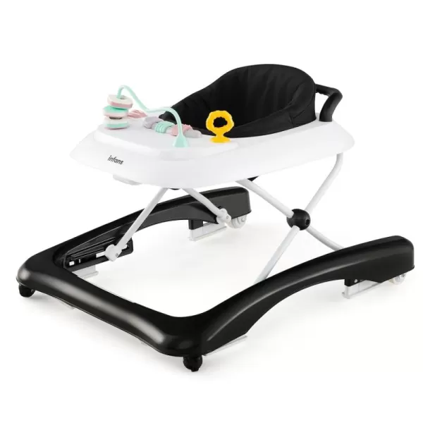 INFANS Foldable Baby Walker, 3 in 1 Toddler Leaning-Seated Walk-Behind with Adjustable Height, Push Handle, Washable Seat Cushion for Boys and Girls 