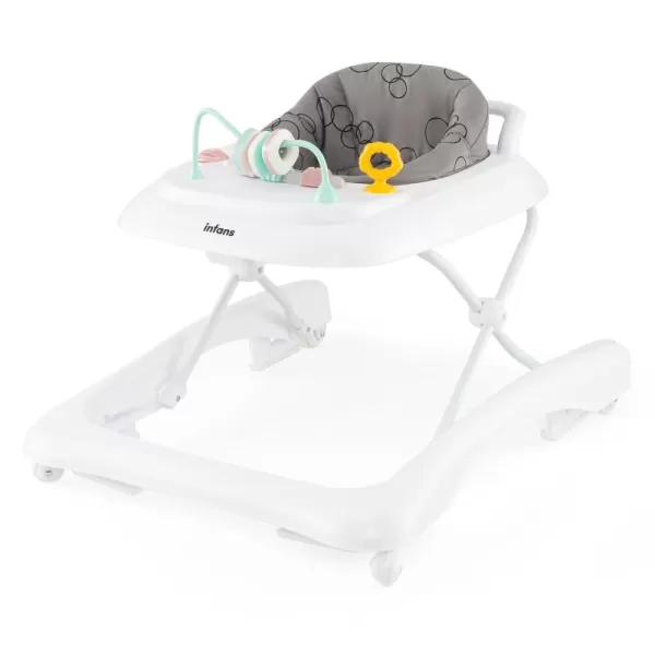 INFANS Foldable Baby Walker, 3 in 1 Toddler Leaning-Seated Walk-Behind with Adjustable Height, Push Handle, Washable Seat Cushion for Boys and Girls 