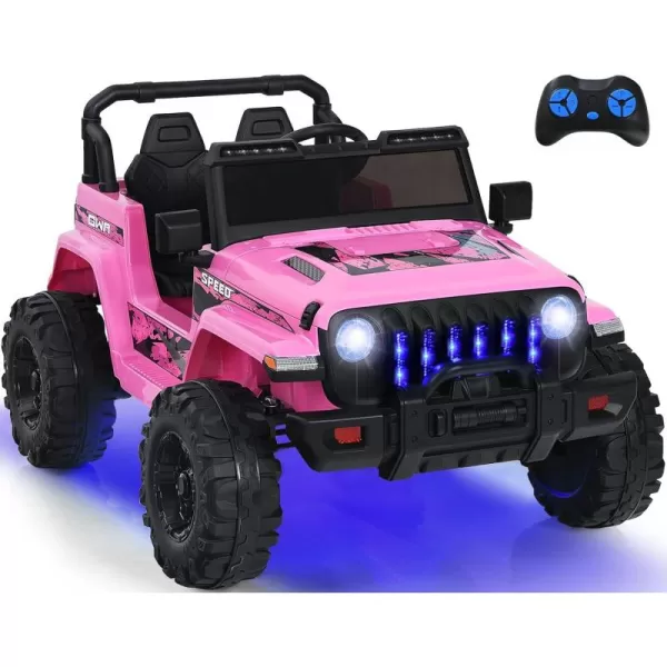 INFANS Kids Ride on Car Truck with 2.4G Remote Control, 12V Battery Powered Electric Cars for Kids w/3 Speeds, Battery Display, LED Lights, Safety Belt, Music &amp; Horn, Bluetooth/FM/USB 